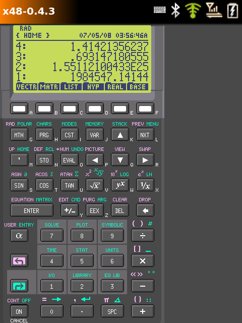 neo1973 emulating a HP 48GX calculator